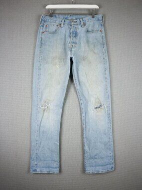 Levi's 501 Original Fit Faded Distressed Denim Jeans 32x32